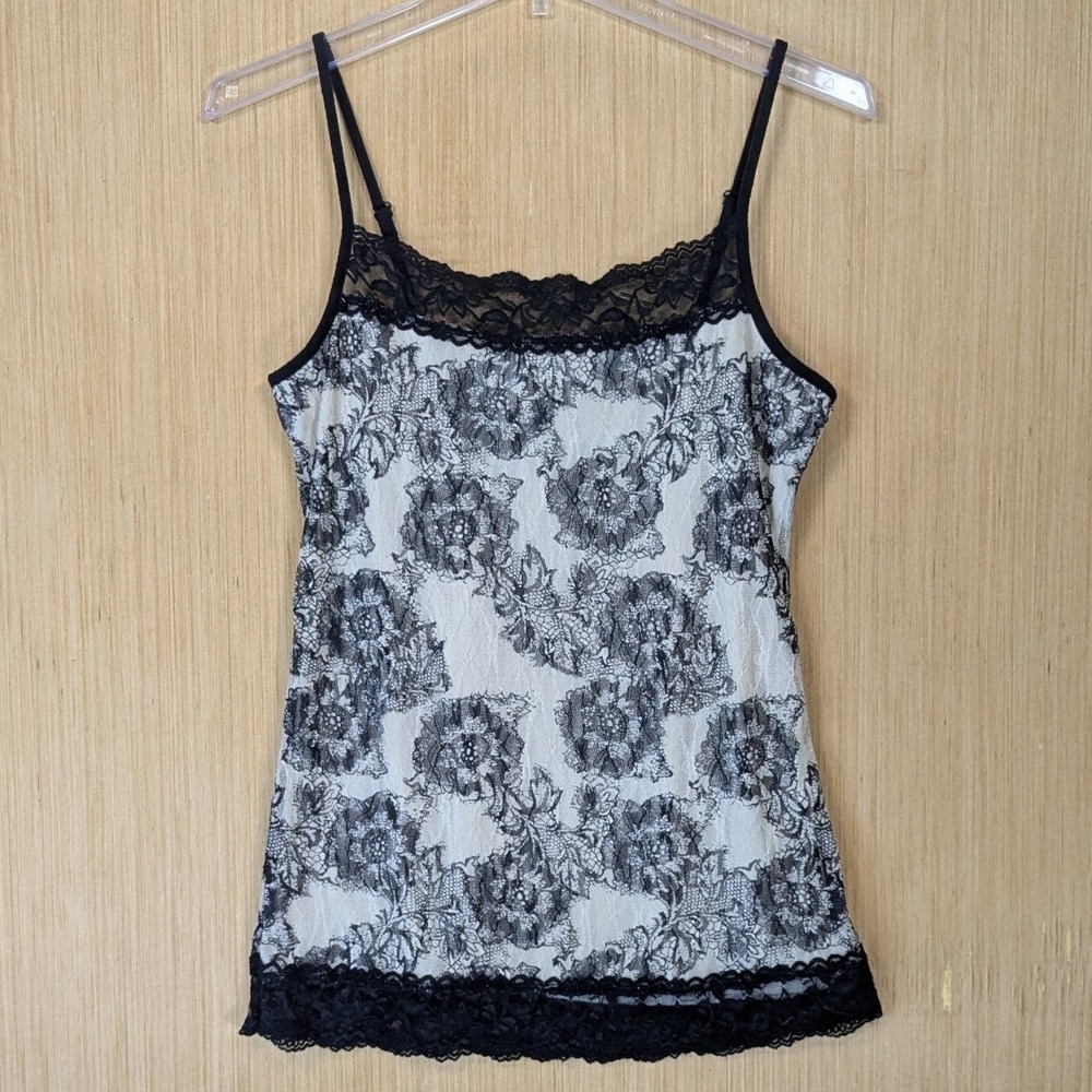 Maurice's Whimsigoth Witchy Vamp Floral Lace Camisole Top Size M Black White